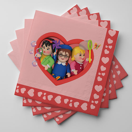 Mitzvah Kinder Premium Party Napkins - Hearts