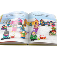 Load image into Gallery viewer, Winter with Mitzvah Kinder inside of the book scene of the Mitzvah Kinder characters  playing in the snow