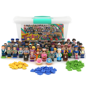 Mitzva Kinder Mega Bucket with 60 mentchees, 25 lego pegs, 25 bus pegs, 25 clicks pegs